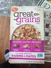Great Grains Raisins Dates and Pecans Breakfast Cereal, Raisin Cereal (4x9oz)