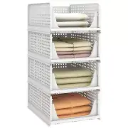 Stackable Plastic Storage Basket, Foldable Closet Organizers and Storage Bins...