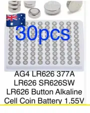 30pc AG4 LR626 377A LR626 SR626SW LR626 Button Alkaline Cell Coin Battery 1.55V