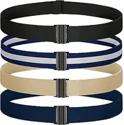 [TOURZOO] No Show Invisible Belt for Women/Men Elastic Web Strap Waist Stretch Belt with Flat Buckle for Jeans Pants Dresses