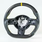 Flat Bottom Carbon Leather Yellow Steering Wheel For Mini R55 R56 R57 R60 R61 (for: Mini)