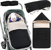 Aolawco Upgraded Footmuff for Pushchair Universal Comes with Pushchair Gloves - No Freezing Hands in Winter Pushchairs, Pushchair & Pram Footmuffs with Hat Fits Most Pushchairs