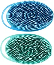 PACKOVE 2pcs Soft Silicone Body Scrubber Exfoliating Shower Brush Scalp Massager for Gentle Cleansing Easy Storage with Hanging Design for Daily Use Bath