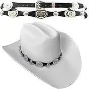 [Rainbow Trimming Co.] Western Hatband -Black Leather- Silver Conchos