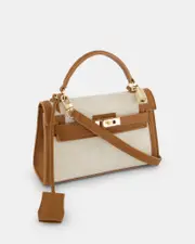 ARYTON LINEN TOP HANDLE BAG
