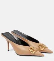 [Balenciaga] Balenciaga Square Knife 80 BB leather mules AU 7 beige