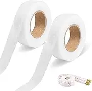 TECDW 2-Pack Hemming Tape Iron On with 1 Measuring Tapes,2 cm Wide 24 m Long Fashion Tape,Hemming Tape Hem Tape for Clothing,Household Items Such As Jeans,Skirts,Shirts,Curtains (White)