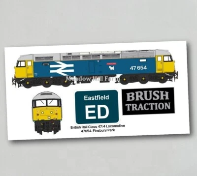 British Rail Class 47 Fridge Magnet 47654 Large Logo BR Blue Diesel Locomotive