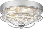 Modern Flush Mount Ceiling Light, HWH 2-Light 12 Inch Brushed Nickel Close to Ce