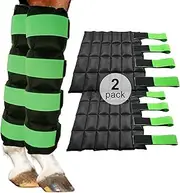 Horse Ice Pack, Ice Boots for Horse Injuries, Cooling Horse Leg Wraps for Hock, Ankle, Knee, Legs, Boots, and Hooves, Cold Compression for Horse Care, Hock Sprain, Set of 2, 16.9'' x 16.1'', Green