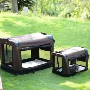 Foldable Dog Crate Car Travel Cage Folding Kennel Portable Pet Cat Carrier Brown