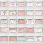 Pink Love Polyester Pillowcase Patchwork Geometric Cushion Cover Sofa Waist