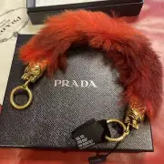 PRADA CITY CORSAIRE Sheep Fur /gold Metal Bag’s Strap Authentic