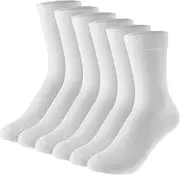 [Meng Jiaran] 6 Pairs Bamboo Socks Women, Soft Breathable Crew Socks White Socks Women Ladies Socks, UK 4-6, White, One size
