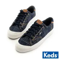 在飛比找Yahoo奇摩購物中心優惠-Keds CREW KICK 個性皮標單寧車縫休閒鞋-深藍 