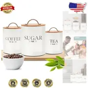 3-Piece Airtight Canister Set for Tea, Coffee, Sugar - Stylish Kitchen Storage