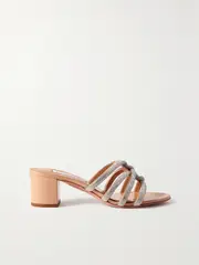 [Aquazzura] Aquazzura - Moondust 50 Crystal-embellished Leather Mules - Neutral - IT34 IT 34 Neutrals