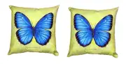 Pair of Betsy Drake Dick’s Blue Morpho No Cord Pillows 18 Inch X 18 Inch
