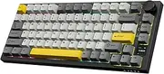 AJAZZ AK820PRO 75% TKL Mechanical Gaming Keyboard, 2.4G Wireless/BT5.1/USB-C Wired, 81 Keys with TFT Colour Display & CNC Button, RGB Lighting, Hot-Swap, PBT Keycap, 4000mAh Battery - Black Grey