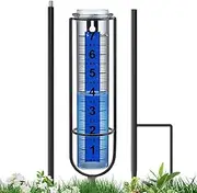 Outdoor Rain Gauge,Adjustable Height Rain Measure Gauge with Stake - Large Clear Numbers Measuring Tool, Precipitation Monitor for Yard Fence Lawn Farm