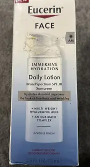 Eucerin Face Immersive Hydration Daily Lotion SPF 30 2.5 Oz Exp 10/25 New In Box
