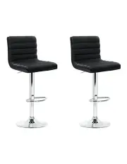 [Artiss] Bar Stools Leather Kitchen Chairs x2 in Black