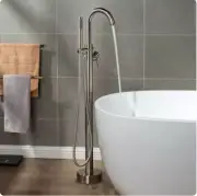 WOODBRIDGE F0001BN Freestanding Tub Filler with Hand Shower Brushed Nickel