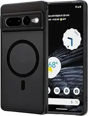 [AOMYKE] Magnetic Case for Google Pixel 7 Pro, Compatible with MagSafe, Translucent Matte Anti-Fingerprint Scratch-Resistant PC Back + TPU Bumper Shockproof Mobile Phone Case, Black