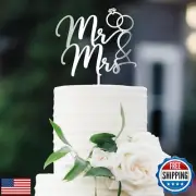 Party to Be Mr and Mrs Cake Topper Wedding Cake Topper in Silver Acrylic (Des