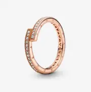Pandora Sparkling Overlapping Rose Ring Size 6 New - Box & Bag Included