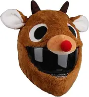 Generic Helmet Cover Sleeve Cartoon Reindeer Shaped Plush Adorable for Full Face Helmets Men and Women Motorbike Funny Helmet Cover