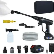 Beiguoo Cordless Pressure Washer 2900 PSI, Cordless Power Washer Gun, 2 4000mAH Battery Operated Power Pressure, Portable High Pressure Washer with 6-in-1 Nozzel for Car/Floor/Fence/Sidewalk, Black