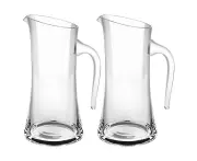 2x Wilmax England Crystalline 100ml Glass Jug Water Container Pitcher w/ Handle