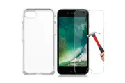 Apple iPhone 8 clear case cover and tempered glass front screen protector