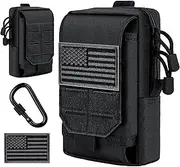 IronSeals Tactical Molle Pouch Multi-Purpose Compact Utility Pouch Waist Belt Phone Holster for iPhone 13 Pro Max/12 Pro Max/12 Pro/12/11 Pro Max/11 Pro/Xs Max, Size L, U.S.A Patch and D-Ring Included