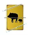 WILD HOG CROSSING HIGHWAY farm ranch barn metal tin sign decor furniture