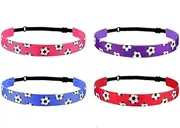 [yesSMI] Women's Soccer Headbands - 4Pcs Non-Slip Printed Football Hairband, Elastic Sport Stretch Hair Bands