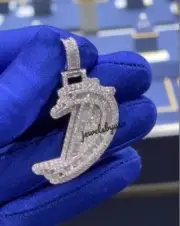 D/VVS Moissanite Men's Personalized Initial Letter Pendant 925 Silver