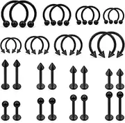 [Ovxznts] 32PCS 16G Lip Rings Surgical Steel Snake Bite Jewelry Labret Jewelry Monroe Lip Barbell Ring Daith Tragus Helix Piercing Jewelry for Women Men 6mm/8mm/10mm/12mm