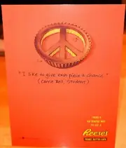 Hershey's REESE'S Peanut Butter Cup PEACE SIGN 1 Poastcard new vintage unused 95