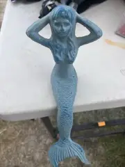 Vtg Cast Iron Sitting Mermaid Figurine Shelf Sitter 5.25 " Mythical Creature