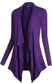 [Urban CoCo] Women's Open Front Long Sleeve Lightweight Cardigan Drape Hem