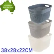 3x Oval Multi Purpose Plastic Storage Basket Boston Pattern Organisation X-Large