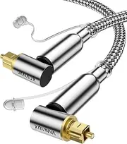 VANAUX 90-Degree Optical Audio Cable 6FT,90 Degree to 90 Degree Fiber Optic Toslink Cable(24K Gold-Plated Connectors,Braided Jacket) Ideal for Tight Spaces,Home Theater,Soundbars,Gaming Consoles