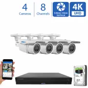 8 Channel Security Camera System 1TB DVR (4) 8MP CCTV Varifocal 4K Bullet Camera
