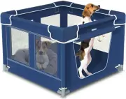 Portable 42"x42" Soft Dog Playpen with Gate for Indoor/Outdoor Use