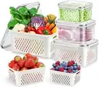 Fruit Storage Containers for Fridge, 4 Pack Leakproof Food Storage Containers wi