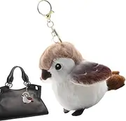 Sparrow Keychain Pendant | Plush Bird Toy | Miniature Stuffed Animal Accessories with Key Loop for Bag | Adorable Portable Decoration School Backpack for Purse and Daily Use by Kids, single