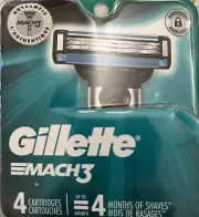 Gillette Mach3 Refill Cartridge Razor Blades for Mach 3, 4 Count