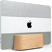 Adjustable Vertical Laptop Stand for Desk, Wooden Laptop Holder, MacBook Pro Stand, Wood Mac Air Dock (Solid Oak)